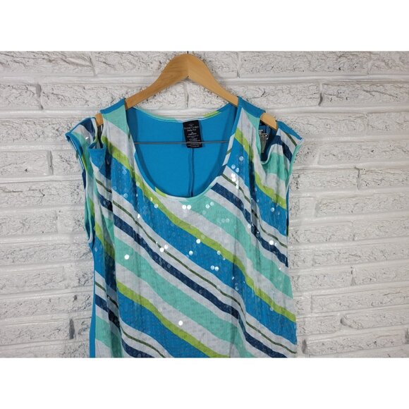 Faded Glory Womens Top 2X Plus Tee Cold Shoulder Poly Blend Blue STR43XE - Picture 3 of 7